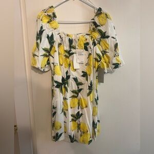 Print white and yellow dress
